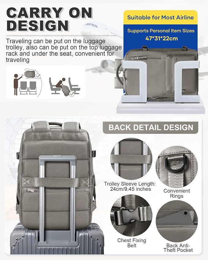 VGCUB Vacuum Backpack Travel with Pump, Vacuum Seal Compression Bags Laptop Backpack Personal Item - Image 5