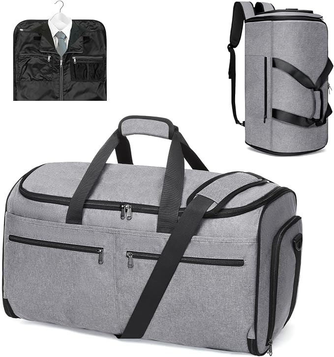 Bukere Carry on Garment Bag for Travel, Convertible Travel Duffel Suit Bag with Backpack Straps, Shoe Compartment, 3 in 1 Weekender Suit Bag for Men Women by Bukere