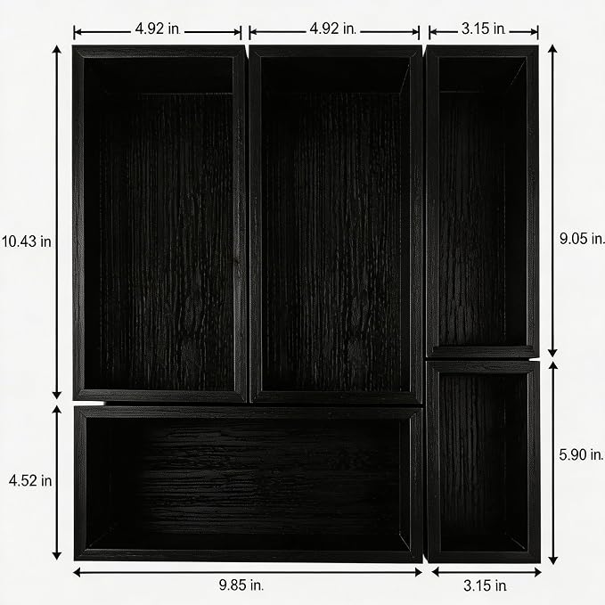 bamboo drawer organizer Set,expandable drawer dividers,wooden storage organizers,drawer organizers for kitchen, bathroom,flatware,Tea Bag Organizer (1 X 5PCS Black) - Image 6