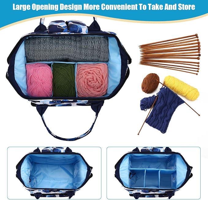 crochet bag,knitting bagBackpack and Tote Bag Storage Bag ，Large capacityYarn Storage Organizer Travel Crochet Bag Women Carrying Crochet Accessories Knitting Needles Crochet - Image 2