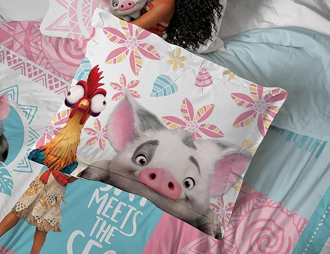 Disney Moana Twin Comforter Set 5 Piece Kids Bedding for Girls, Multi | Bed in a Bag, Comforter Sheets Sham Pillowcase, Official Brand, Soft Microfiber, Machine Washable, Easy Care, Girls Gift - Image 5