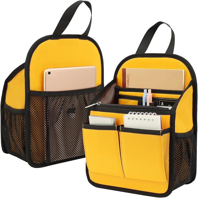 Mini Premium Rugged Backpack Purse Organizer Insert for Women Fashion Small Backpack-19 Pockets,Padded Water-repellent Nylon-Yellow by DELTAMANN