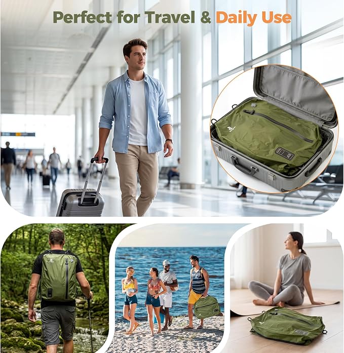 Travel Vacuum Bags with Built-in Pump, Green | Reusable Vacuum Seal Bags for Clothing,Luggage,Packing Compression Storage Bags for Carry-On,Suitcase&Backpack - Image 8