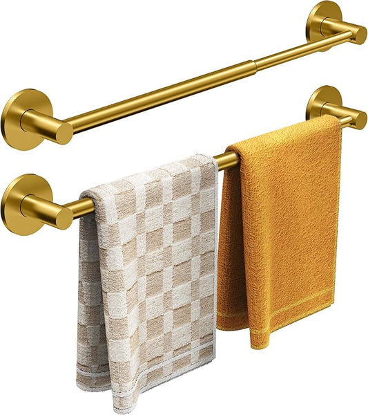 Magnetic Towel Bar, Adjustable Towel Rod with Larger Magnetic Base & Hidden Magnet Design, Non-Slip Magnetic Towel Holder for Refrigerator, Dishwasher, Oven, Washer (Brushed Gold, 2Pack) by MIROAMZ