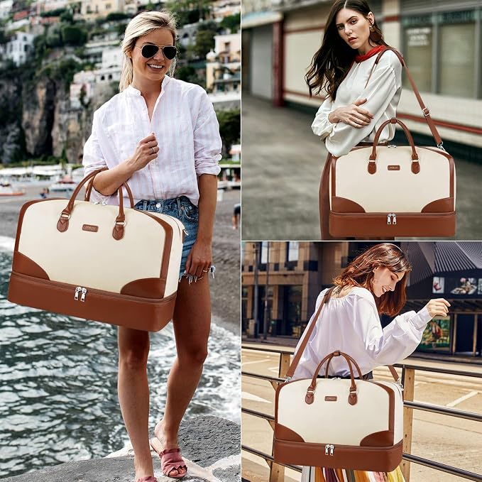 ITIEZY Weekender Overnight Bag for Women - Large Travel Duffel Bag with Shoe Compartment, Gym Duffel Bag Hospital Bag Carry On Tote Bags for Airplanes with Crossbody Bag Toiletry Bag 3Pcs Set - Image 2