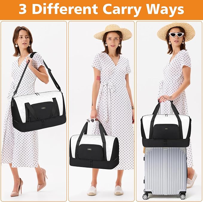 Travel Weekender Bag for Women, 21" Overnight Bag with Shoe Compartment 50L Large Travel Duffel Bag Carry On Tote for Weekend, Overnight, Business Trips, Water Resistant - Image 6