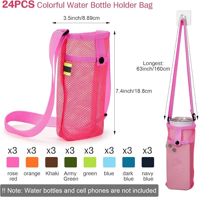 Tessco for you Water Bottle Sling Holder with Adjustable Shoulder Strap Water Bottle Mesh Carrier Bag Sleeve Pouch Holder for Walking Sports - Image 2