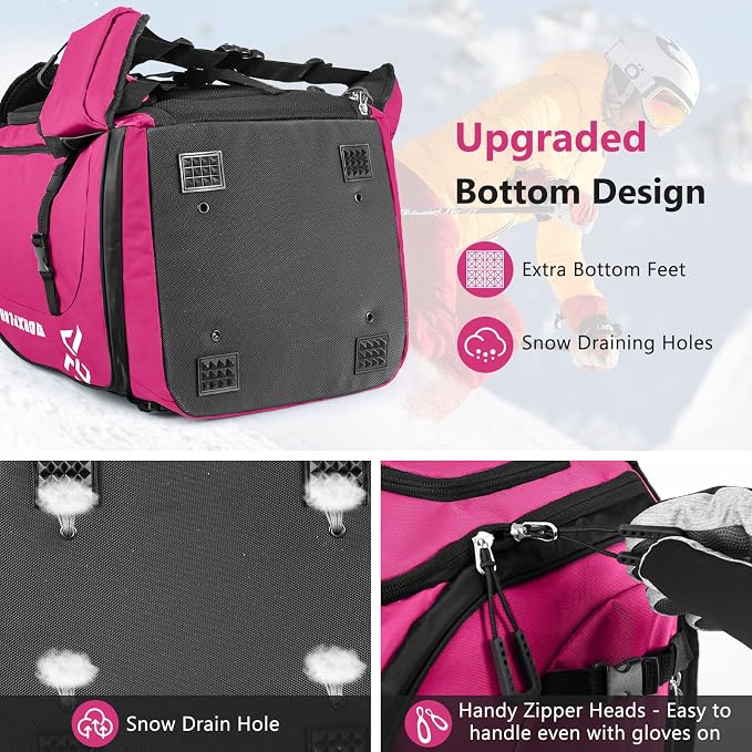 MORXPLOR Ski Boot Bag - 65L Padded, Waterproof Ski Travel Backpack for Gear & Accessories - Image 4