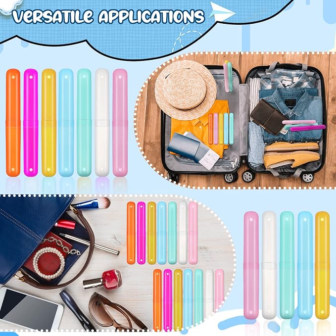 Lallisa 200 Piece Travel Toothbrush Case Holder Bulk Multicolor Portable Toothbrush Covers Plastic Tooth Brush Containers for Travel Camping School Indoor Outdoor - Image 4