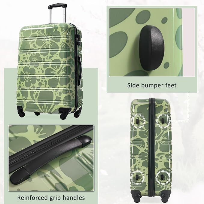 Merax Luggage Sets 3 Piece, Hardside Suitcase Set with Spinner Wheels | Lightweight 20+24+28 IN Suitcase with Carry on Luggage, Green - Image 6
