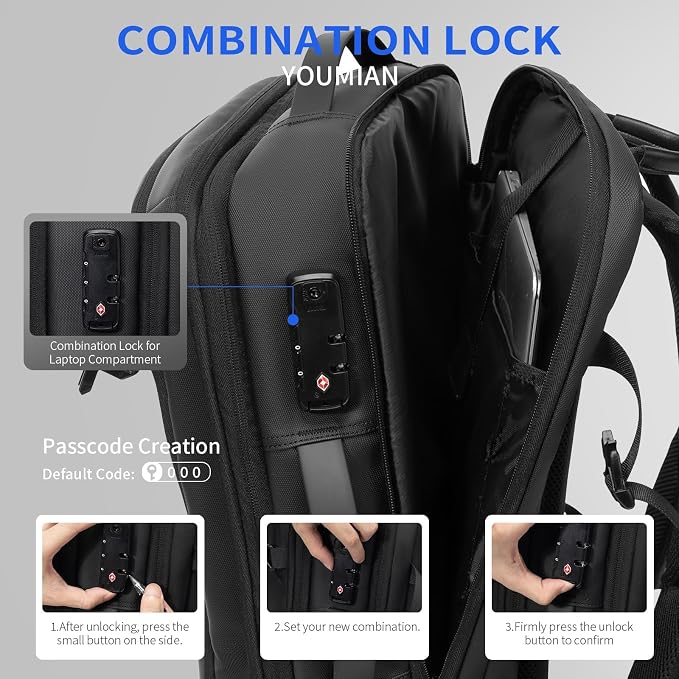 Vacuum laptop bag Compression Backpack Expandable, TSA-Approved Carry-On Water-Resistant Design for Travel with air pump (Built in pump, Large) - Image 5