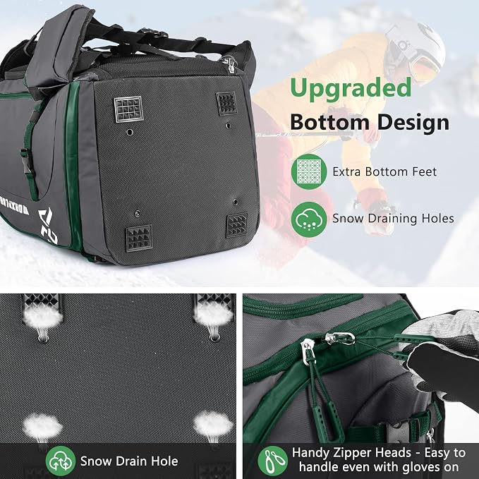 MORXPLOR Ski Boot Bag - 65L Padded, Waterproof Ski Travel Backpack for Gear & Accessories - Image 3