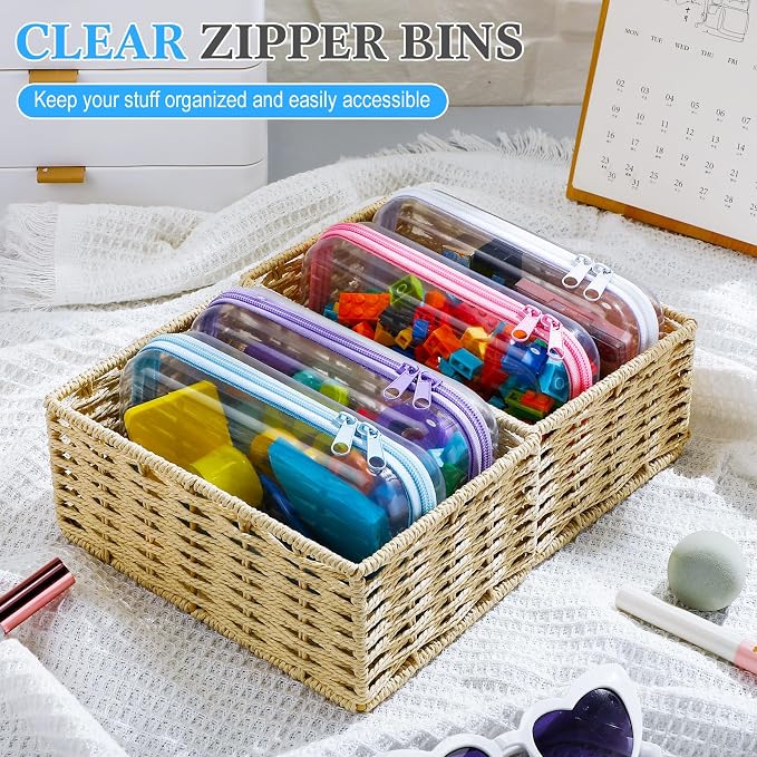 Hoolerry 4 Pcs Hard Clear Zipper Case Makeup Bags Plastic Zipper Pouch Transparent Storage Box Containers for Cosmetics, Snacks, Building Blocks, Puzzles(Clear,7.5 x 3.9 x 2 in,Multicolor) - Image 5