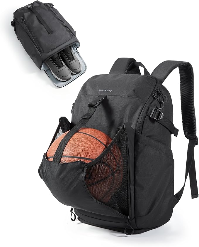 BAGSMART Gym Backpack for Men with Shoe Compartment for Multi-Sport | Water-Resistant Multi-Sport Gym Storage, Expandable Pocket Fits Basketball, Football, Shoe Compartment Separates Swim Gear - Image 6