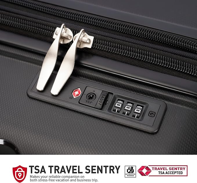 GinzaTravel PP material 3-piece expandable luggage sets with Spinner Wheels， Suitcase with TSA Lock，Large Luggage for Family Travel carry on 20/24/28，Black color - Image 4