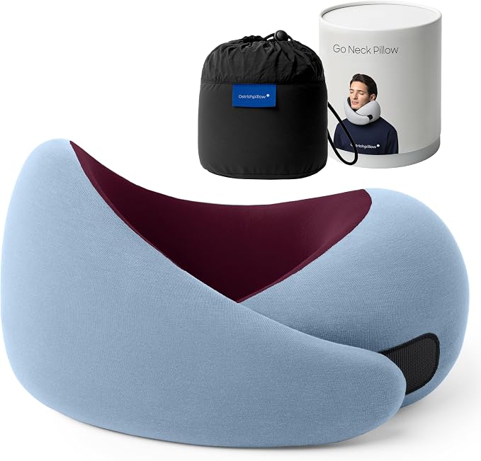 Ostrichpillow GO Travel Pillow, 360° Memory Foam Support, Soft & Washable by Ostrichpillow
