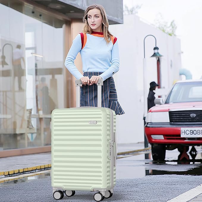 SHOWKOO Luggage Sets 3 Piece Hardside Expandable Suitcase with Double Spinner Wheels Tsa Lock Cyan (20in/24in/28in) - Image 2