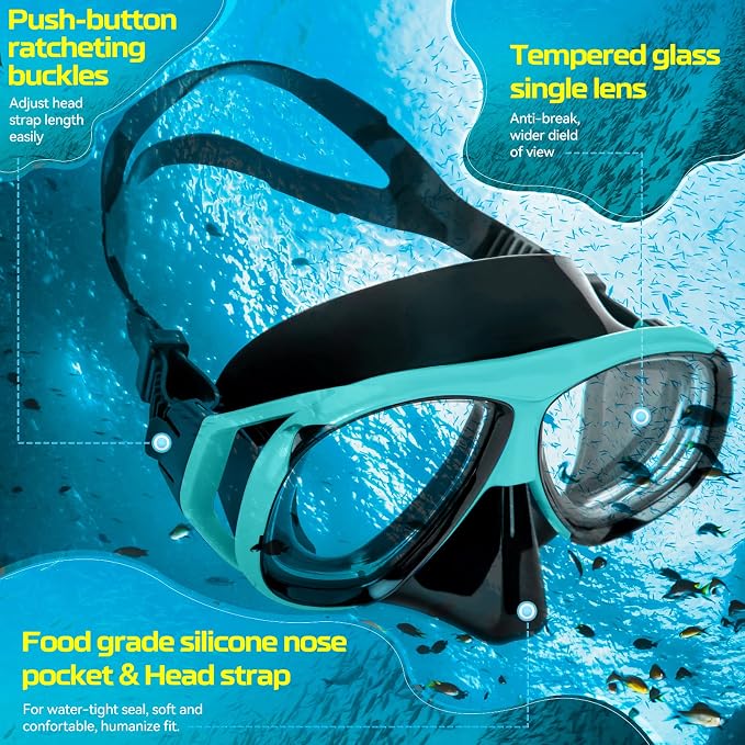 Nearsighted Snorkel Gear, Nearsighted Dry Snorkel Mask Set for Adult Youth, Nearsighted Anti Fog Diving Mask with Detachable Camera Mount & Adjustable Strap for Scuba Diving, Snorkeling, Freediving - Image 3