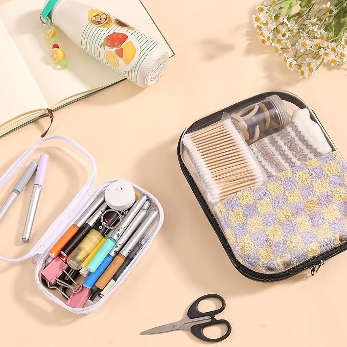 8PCS Extra Large 14.2" Clear Hard Shell Zipper Case : Clear Zipper Pouches Waterproof Lightweight Plastic Organizer Makeup Bag Organizer Hard Toy Storage Travel Pouches (4S+2M+2L) - Image 8
