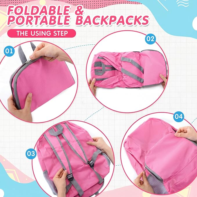60 Pcs Bulk Backpacks Water Bottle Pencil Pouch Supplies, Backpack Donate Set, Lightweight Book Bags for Outdoor Travel(square Bottle, Fuchsia&light Pink&red) - Image 6