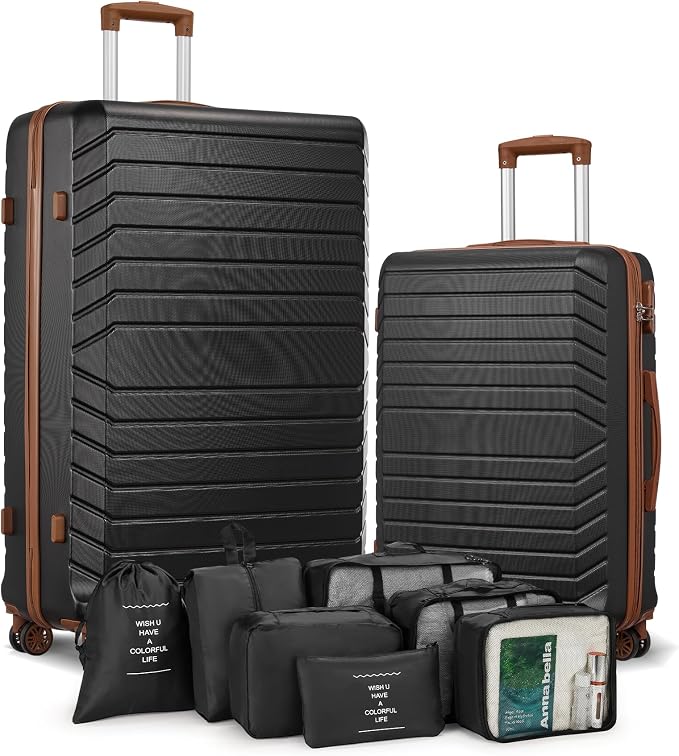 Luggage Sets 2 Piece, 9 Piece Travel Suitcase Set, 20 inch Carry on Luggage, 28 inch Checked Luggage for Women with 7PC Organize Bags by Suitour