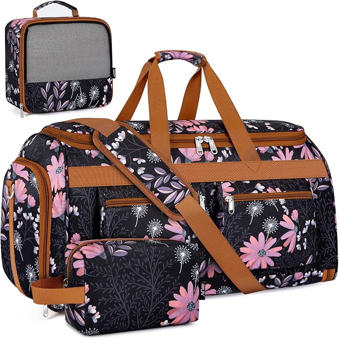 Convertible Garment Duffel Bags for Travel - Carry on Garment Duffle with Toiletry Bag Storage Bag Large Travel Duffel Bag 2 in 1 Hanging Suit Bag Weekender Bag for Men Women 3pcs Set by IBFUN