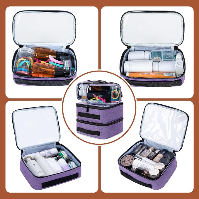 BAFASO Large Travel Toiletry Bag with 4 Removable Pouches, Purple | Multifunctional Makeup Bag for Toiletry Supplies. - Image 3