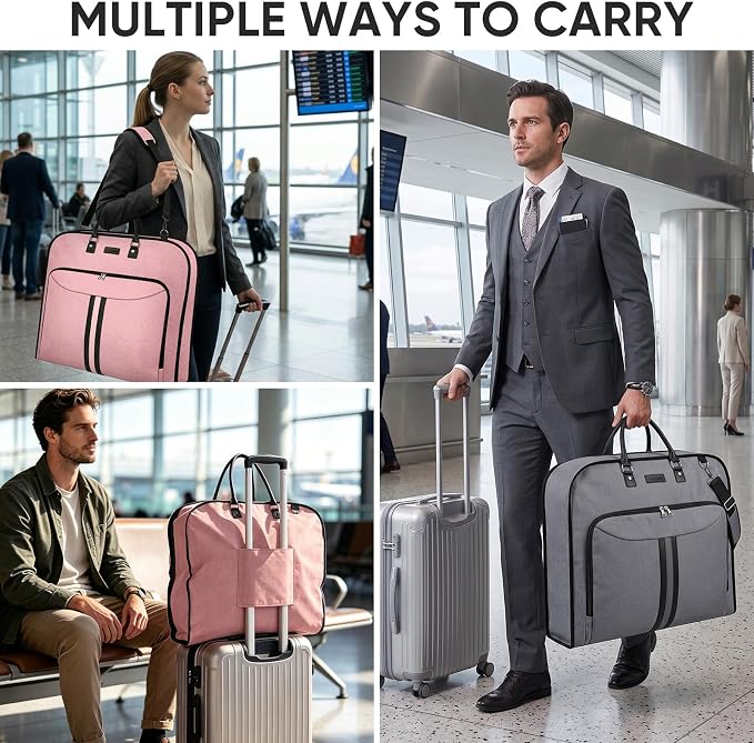 BALEINE Travel Garment Bag, Travel Suit Bag for Men, Water Resistant Carry on Garment Bag for Hanging Clothes, Garment Duffel Bag for Travel Business (Grey, 48") - Image 9