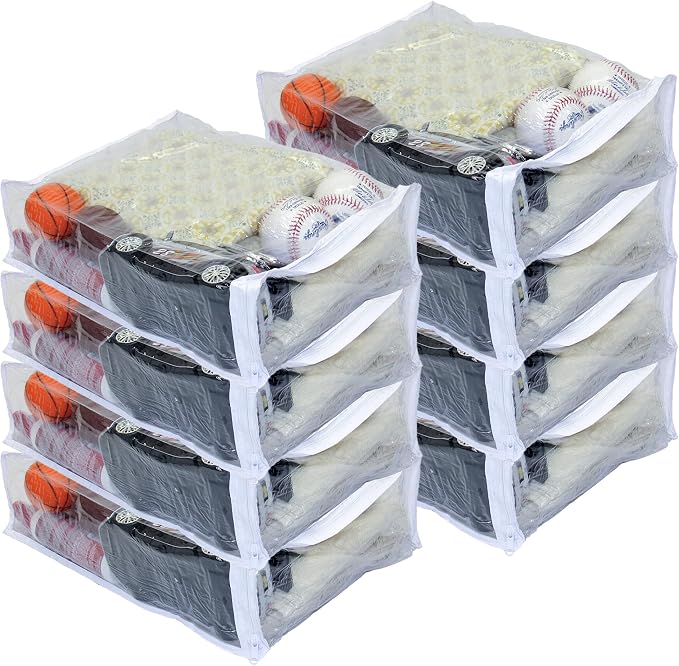 8-Pack Heavy Duty Vinyl Zippered Closet Storage Bags (Clear) for Sweaters, Blankets, Comforters, Bedding Sets and Much More! (11" x 15" x 4") 2.9 Gallon - Image 2