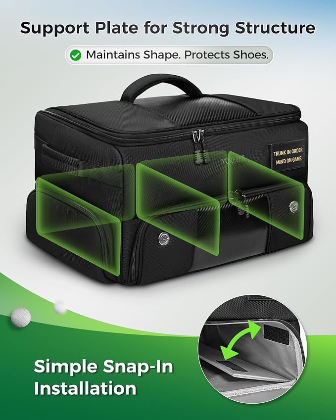 YOREPEK Upgraded Golf Trunk Organizer, Golf Gifts for Men, with Removable Insulated Pouch&Dust-Proof Protective Layer, Multi-Compartment fits 2 Pairs of Shoes, Golf Accessories - Image 7