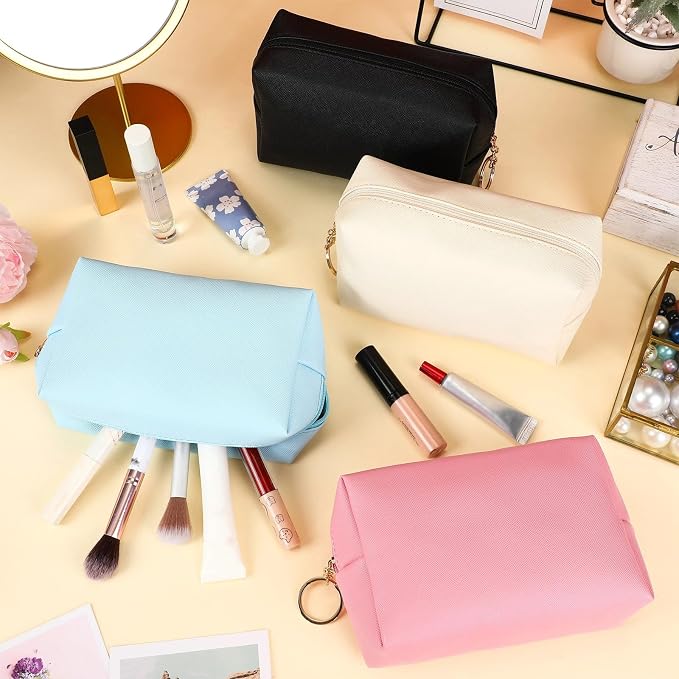 Chunful 24 Pcs Preppy Makeup Bag PU Leather Cosmetic Bag Bulk Makeup Plain Pouch Waterproof Toiletry Purse for Women Traveling Preppy Pencil Case Valentine's Day Gifts(Mixed Colors) - Image 4
