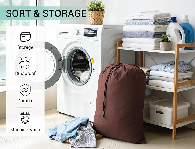 ZPECC Bulk Travel Laundry Bag,Extra Large Heavy Duty Laundry Bags 24 Pack,Washable Dirty Clothes Organizer for Commercial College Dorm Hotel Camping and Home Storage 30x40(Brown) - Image 5