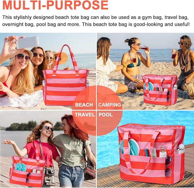 Bluboon Waterproof Beach Tote Pool Bags for Women Ladies Extra Large Carry On Bag With Wet Compartment for Weekender Travel - Image 6