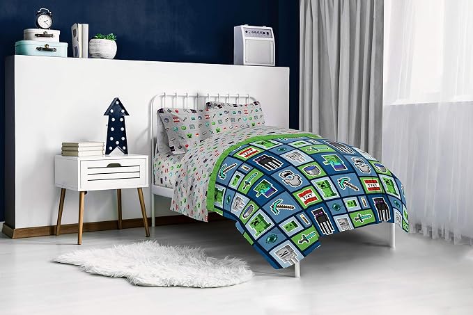 Minecraft Creeper Full Size Comforter Set 5 Piece Kids Bedding, Multi | Zombie, Bed in a Bag, Comforter Sheets Pillowcases, Official Product, Soft Microfiber, Machine Washable, Boys Gift - Image 7