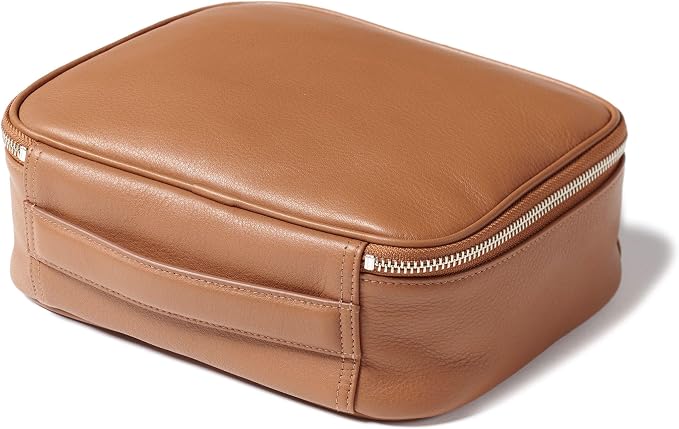 Leatherology Cognac Large Travel Organizer - Zipped mesh storage pocket, elastic loops for organization, double metal zipper - Image 3