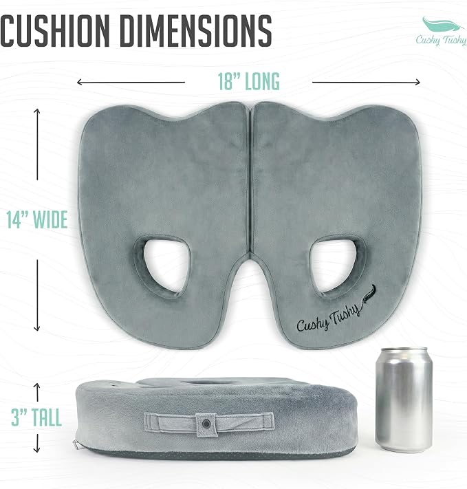Cushy Tushy Premium Foldable Piriformis Seat Cushion - Piriformis Pain and Sciatic Pain Relief Cushion - for Home & Office Use, Perfect for Travel or Driving - Image 2