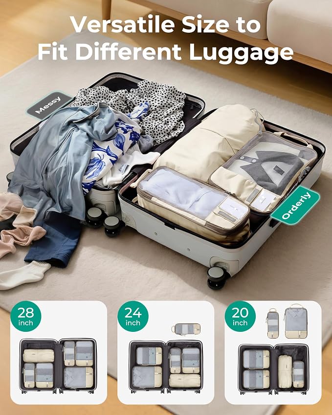 BAGSMART 6 Set /4 Set/2 Set Compression Packing Cubes for Travel, Lightweight Luggage Organizer Bags, Durable Space Saver Bags Travel Essentials - Image 2