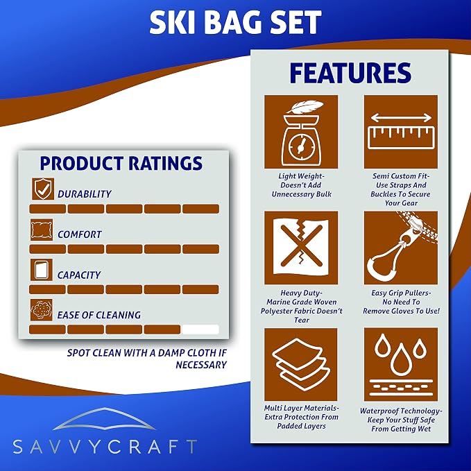 Savvycraft Padded Ski bag and Boot Bag Combo, Thick Padded Ski and Boot Bag 2-Piece Set for Protection and Easy Travel - Image 7