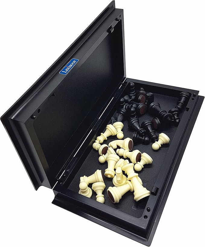 Lexibook Chessman® Classic, Magnetic and Foldable Chess Game, 32 Pieces, Family Board Game, Black/Grey, CGM320