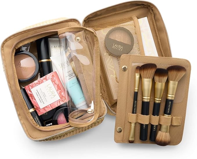 LAURA GELLER NEW YORK Train Case Makeup Organizer – Structured Cosmetic Bag with Brush Holders, Compartments & Travel-Friendly Storage - Image 6