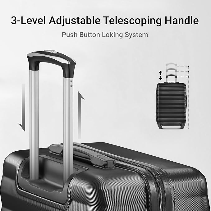 3 Piece Luggage Sets ABS Hardshell Suitcase with Spinner Wheels with 6PC Packing Bags(20/24/28inch) - Image 7