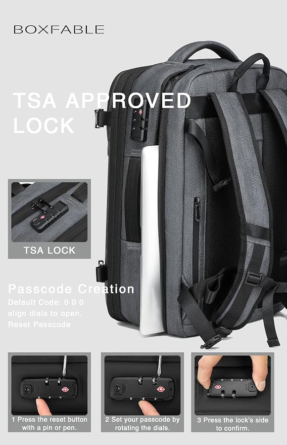 Vacuum Seal Travel Backpack 45L with Pump - Expandable Air Compression System, Water-Resistant Business TSA Lock, Laptop Backpack, Carry-On Suitcase Luggage, Gifts for Men - Image 9