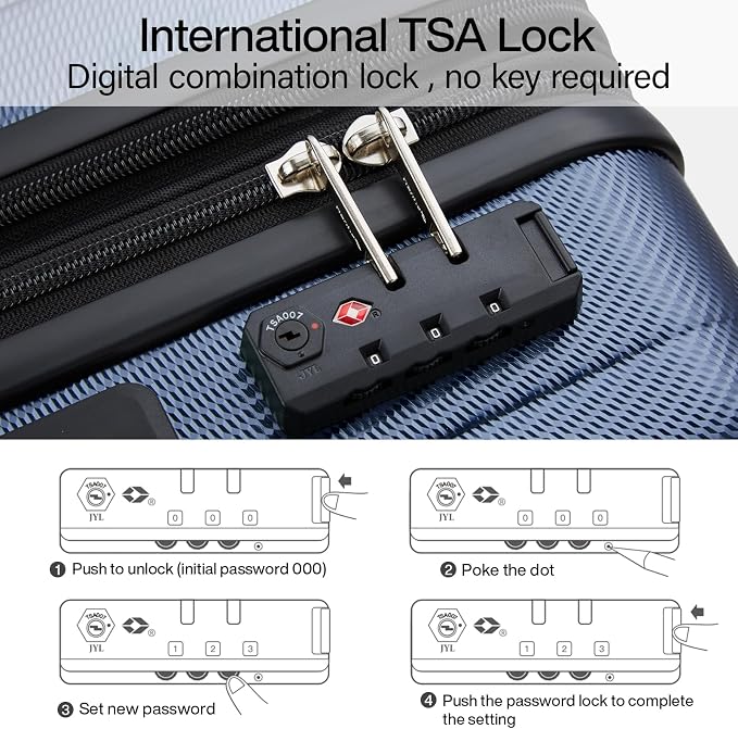 Hanke 24 Inch Expandable Checked Luggage Lightweight PC Hard Case Luggage Suitcases with Wheels Travel Luggage Rolling Large Suitcase Travel Luggage Bag for Go to University.(Dark Blue) - Image 6