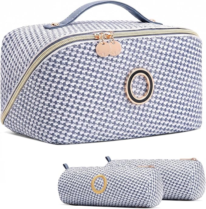 Personalized Gift Travel Makeup Bag: Initial Makeup Organizer Bag for Women | 3-in-1 Custom Make up Bag Set - Vegan Leather Travel Cosmetic Bag - Luxury Gift for Women – Birthday, Anniversary, Graduation by Unknown