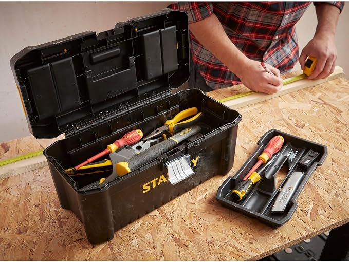 STANLEY Essential Tool Box (16in), Durable Storage Solution with Removable Tote Tray and Organisers, for Parts and Tools Storage, STST1-75518 - Image 23