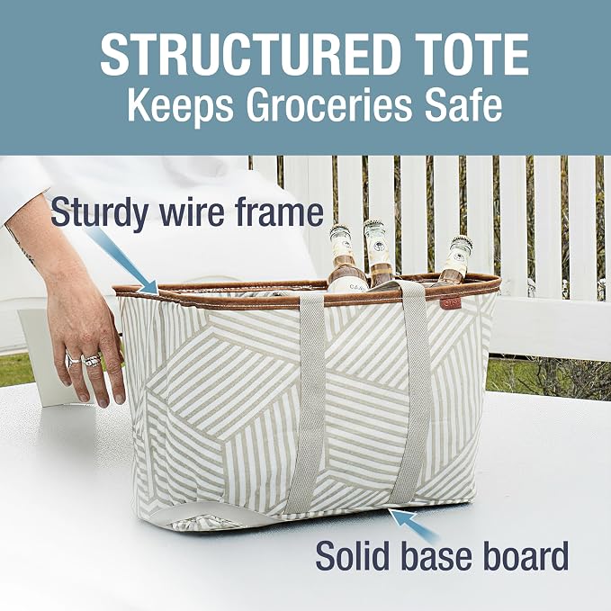 CleverMade Collapsible LUXE Tote, 30L Foldable Grocery Shopping Bag, Reusable - Image 2