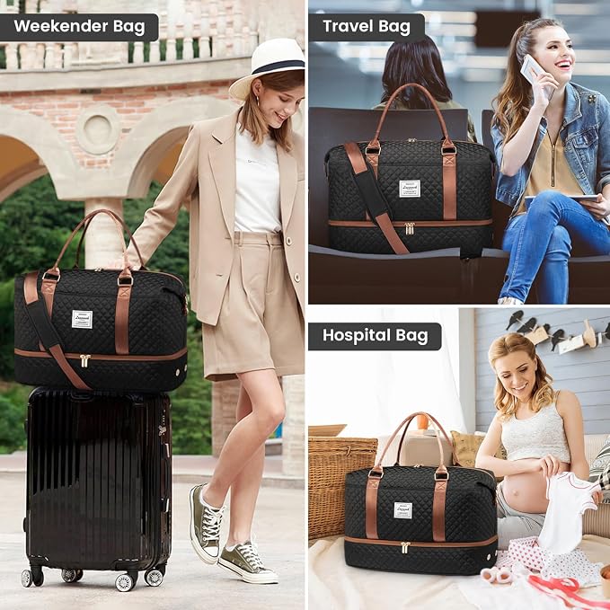 LOVEVOOK Travel Duffle Bag,Weekender Bags for Women with Shoe Compartment，Carry on Overnight Bag with Toiletry Bag,Gym Duffel Bag with Wet Pocket, Hospital Bags for Labor and Delivery - Image 6
