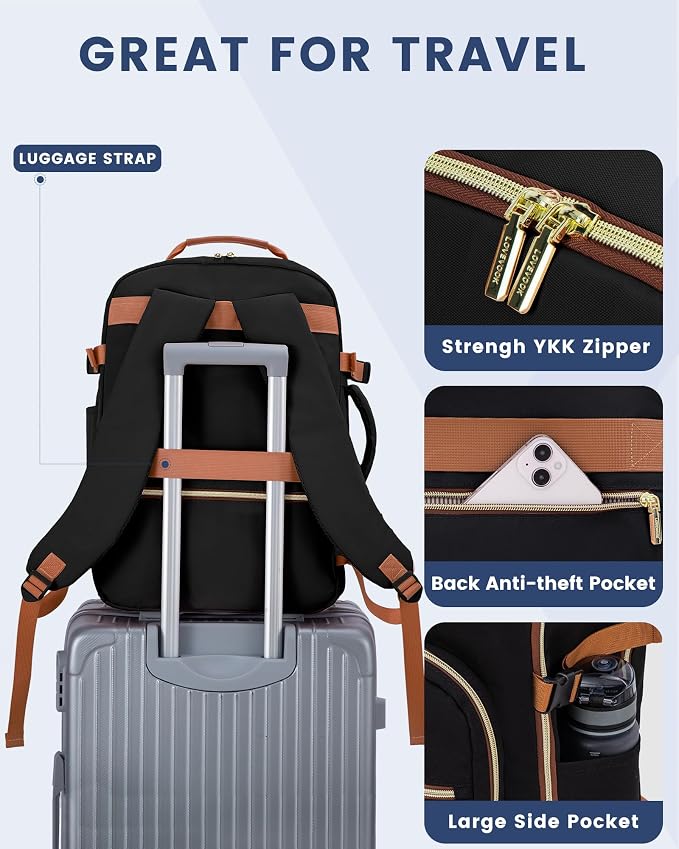 LOVEVOOK 40L Travel Backpack Flight Approved Carry on Backpack,3 Packing Cubes,Waterproof Personal Item Travel Bag,TSA Carry on Luggage Suitcase Travel Essentials,Gifts for Women & Men,fits 17" Laptop - Image 8