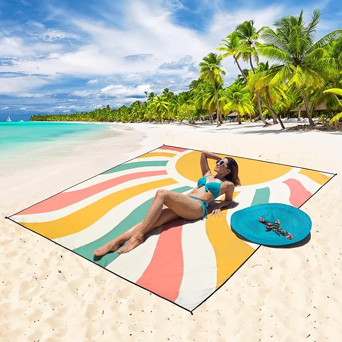 HIHOHO Beach Blanket Waterproof Sandproof Extra Large Beach Mat 79" X 83"/120"x108"for 1-8 Adults Quick Drying Durable Outdoor Picnic Mat for Beach Travel Camping Hiking - Image 5