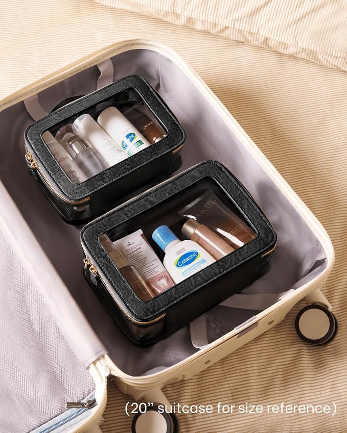 Clear Cosmetic Bag Set for Women Makeup Bag with Handle, 3 Pcs Travel Toiletry Bag Transparent Cosmetic Case Portable Make Up Organizer Bag for Essentials - Image 6